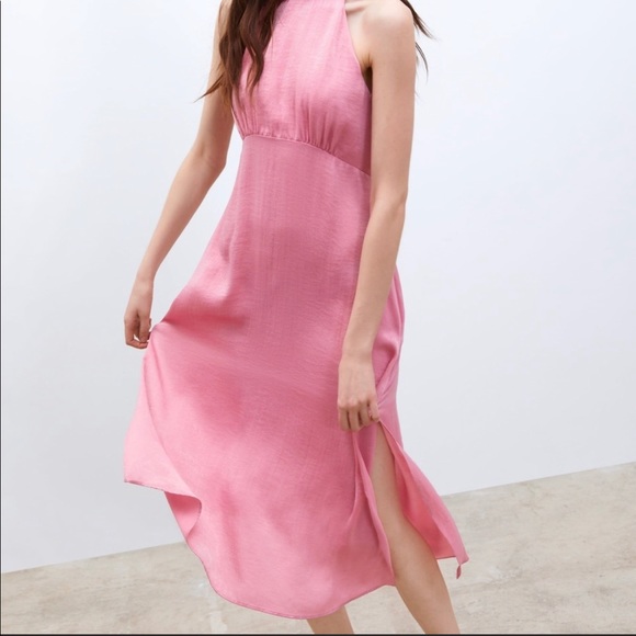ZARA MIDI PINK DRESS - Picture 3 of 8